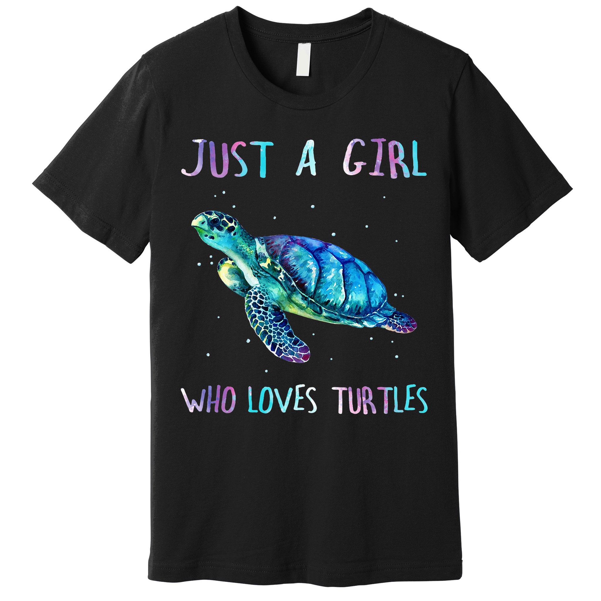 Turtle Watercolor Sea Ocean Just A Who Loves Turtles Premium T-Shirt