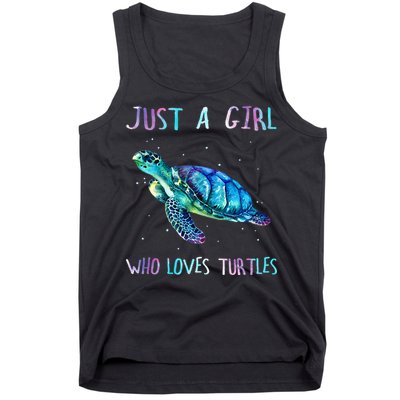Turtle Watercolor Sea Ocean Just A Who Loves Turtles Tank Top