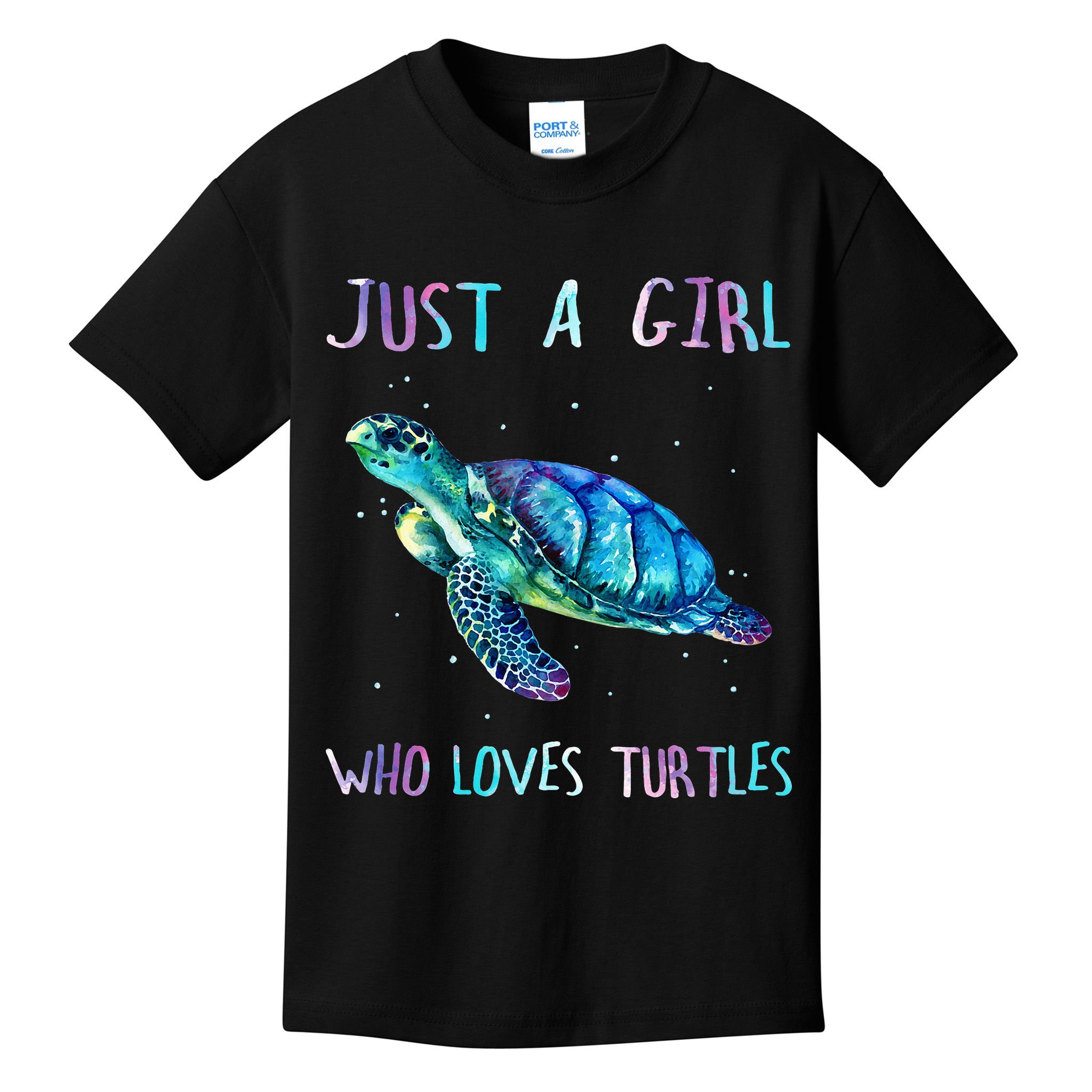 Turtle Watercolor Sea Ocean Just A Who Loves Turtles Kids T-Shirt