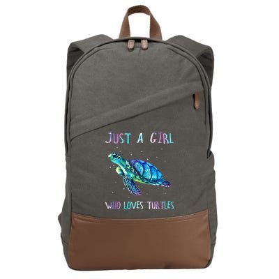Turtle Watercolor Sea Ocean Just A Who Loves Turtles Cotton Canvas Backpack