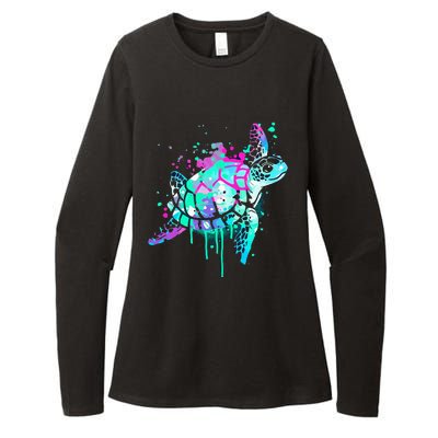 Turtle Watercolor Sea Ocean Wildlife animal Womens CVC Long Sleeve Shirt