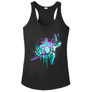 Turtle Watercolor Sea Ocean Wildlife animal Ladies PosiCharge Competitor Racerback Tank