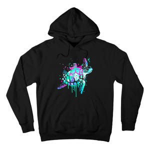 Turtle Watercolor Sea Ocean Wildlife animal Tall Hoodie