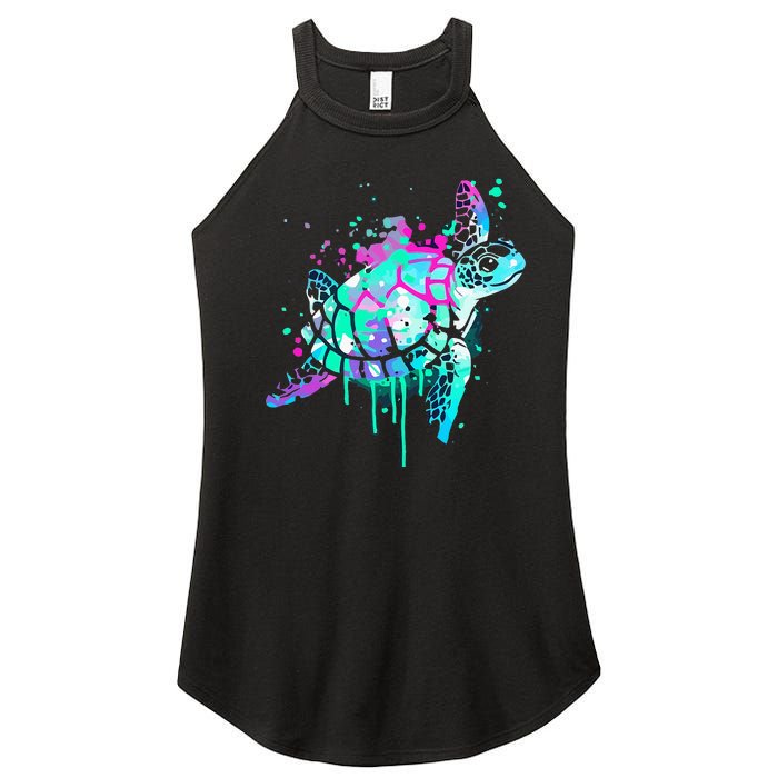 Turtle Watercolor Sea Ocean Wildlife animal Women's Perfect Tri Rocker Tank