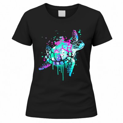 Turtle Watercolor Sea Ocean Wildlife animal Women's T-Shirt