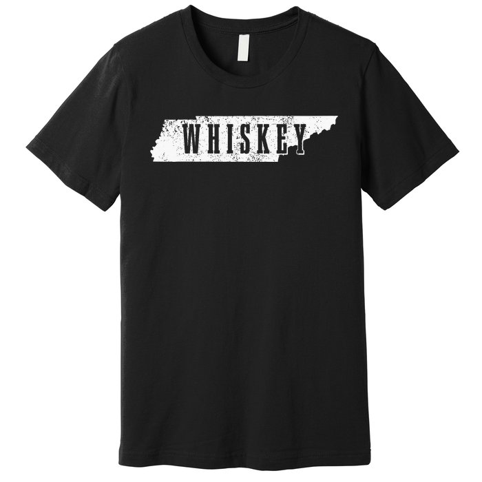 Tennessee Whiskey State Map Bourbon Whisky Vintage Premium T-Shirt