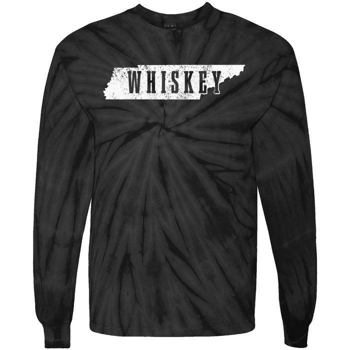 Tennessee Whiskey State Map Bourbon Whisky Vintage Tie-Dye Long Sleeve Shirt