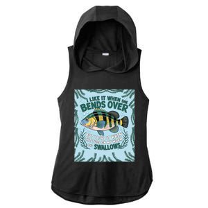 Tugging Worms & Swallowing Humor Ladies PosiCharge Tri-Blend Wicking Draft Hoodie Tank