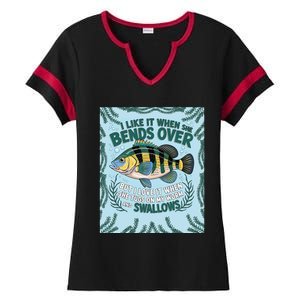 Tugging Worms & Swallowing Humor Ladies Halftime Notch Neck Tee