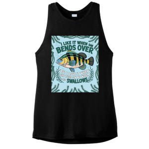 Tugging Worms & Swallowing Humor Ladies PosiCharge Tri-Blend Wicking Tank