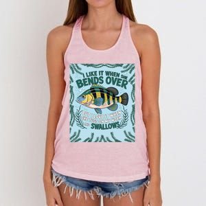 Tugging Worms & Swallowing Humor Women's Knotted Racerback Tank