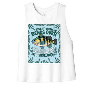 Tugging Worms & Swallowing Humor Women's Racerback Cropped Tank