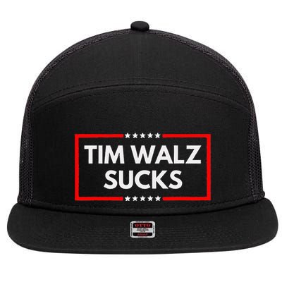 Tim Walz Sucks Funny Presidential Election 2024 Anti Liberal 7 Panel Mesh Trucker Snapback Hat