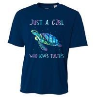 Turtle Watercolor Sea Ocean Just A Girl Who Loves Turtles Cooling Performance Crew T-Shirt