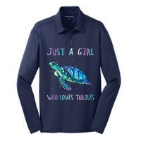 Turtle Watercolor Sea Ocean Just A Girl Who Loves Turtles Silk Touch Performance Long Sleeve Polo