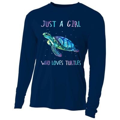 Turtle Watercolor Sea Ocean Just A Girl Who Loves Turtles Cooling Performance Long Sleeve Crew