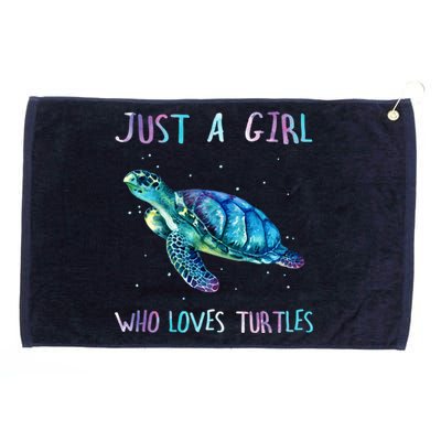 Turtle Watercolor Sea Ocean Just A Girl Who Loves Turtles Grommeted Golf Towel