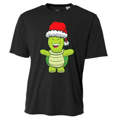 Turtle With Santa Hat Cute Turtle Christmas Cooling Performance Crew T-Shirt