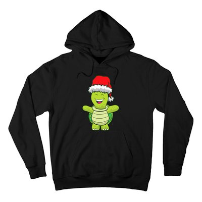 Turtle With Santa Hat Cute Turtle Christmas Hoodie