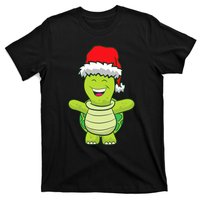 Turtle With Santa Hat Cute Turtle Christmas T-Shirt