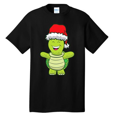 Turtle With Santa Hat Cute Turtle Christmas Tall T-Shirt