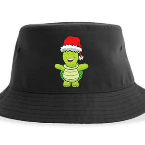 Turtle With Santa Hat Cute Turtle Christmas Sustainable Bucket Hat