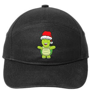 Turtle With Santa Hat Cute Turtle Christmas 7-Panel Snapback Hat