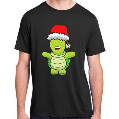 Turtle With Santa Hat Cute Turtle Christmas Adult ChromaSoft Performance T-Shirt