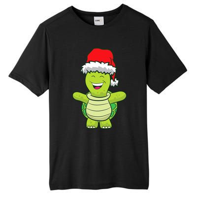 Turtle With Santa Hat Cute Turtle Christmas Tall Fusion ChromaSoft Performance T-Shirt