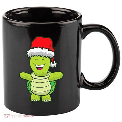 Turtle With Santa Hat Cute Turtle Christmas 11oz C Handle Ceramic Mug