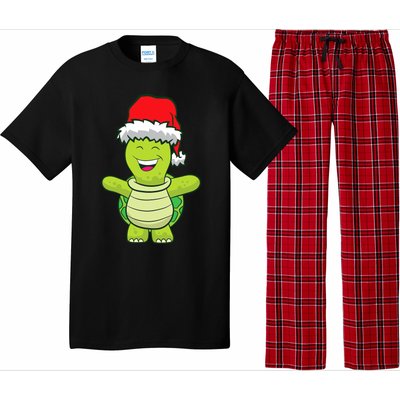 Turtle With Santa Hat Cute Turtle Christmas Pajama Set