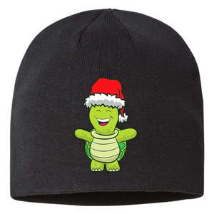 Turtle With Santa Hat Cute Turtle Christmas Sustainable Beanie