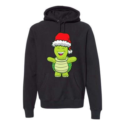 Turtle With Santa Hat Cute Turtle Christmas Premium Hoodie