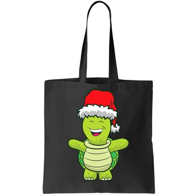 Turtle With Santa Hat Cute Turtle Christmas Tote Bag