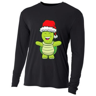 Turtle With Santa Hat Cute Turtle Christmas Cooling Performance Long Sleeve Crew
