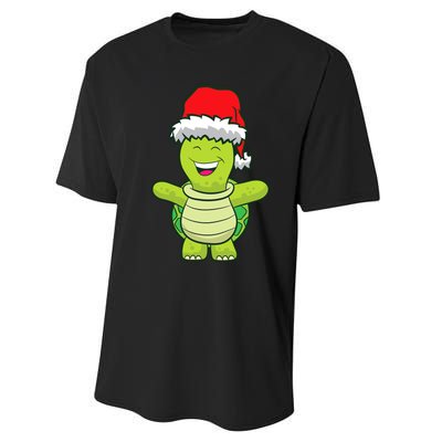 Turtle With Santa Hat Cute Turtle Christmas Performance Sprint T-Shirt