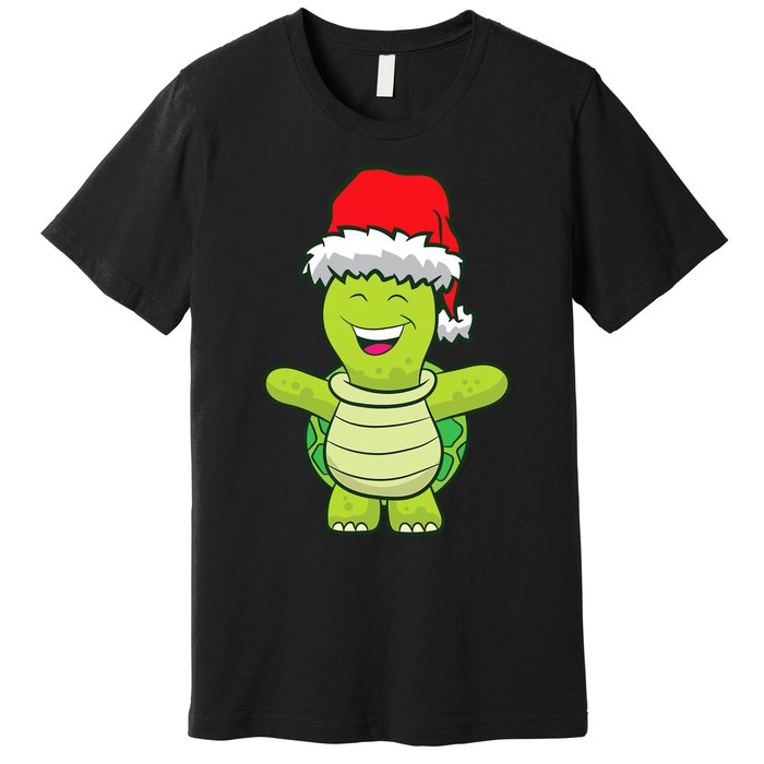 Turtle With Santa Hat Cute Turtle Christmas Premium T-Shirt