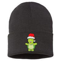 Turtle With Santa Hat Cute Turtle Christmas Sustainable Knit Beanie