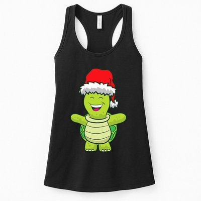 Turtle With Santa Hat Cute Turtle Christmas Womens Tank Top