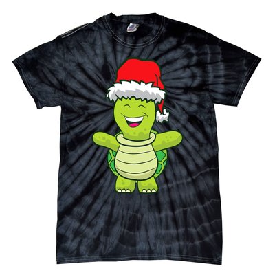 Turtle With Santa Hat Cute Turtle Christmas Tie-Dye T-Shirt