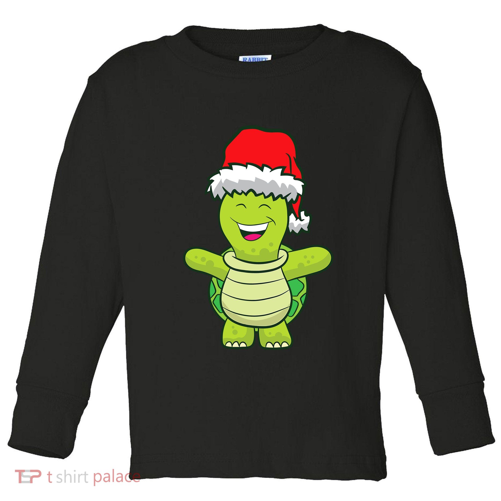 Turtle With Santa Hat Cute Turtle Christmas Toddler Long Sleeve Shirt