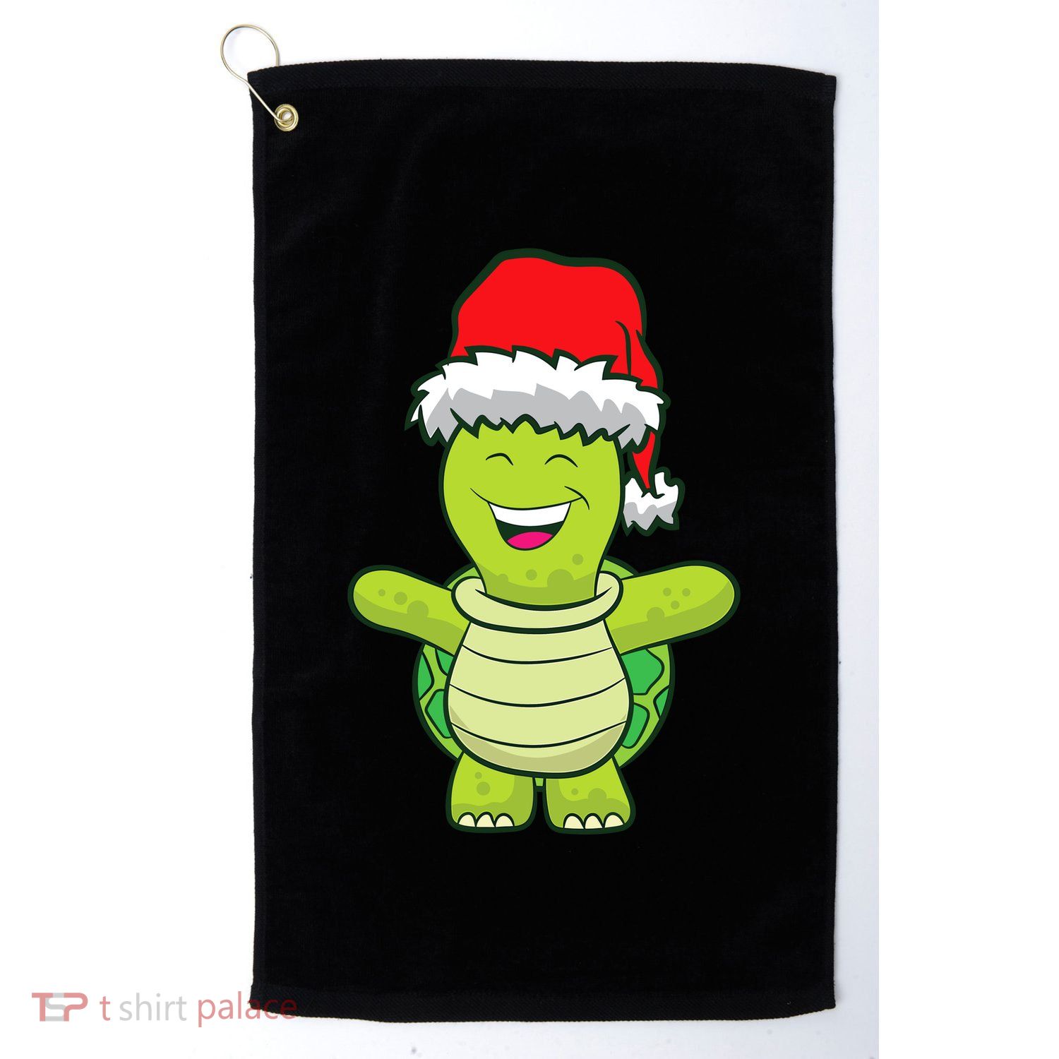 Turtle With Santa Hat Cute Turtle Christmas Golf Towel