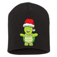 Turtle With Santa Hat Cute Turtle Christmas Short Acrylic Beanie