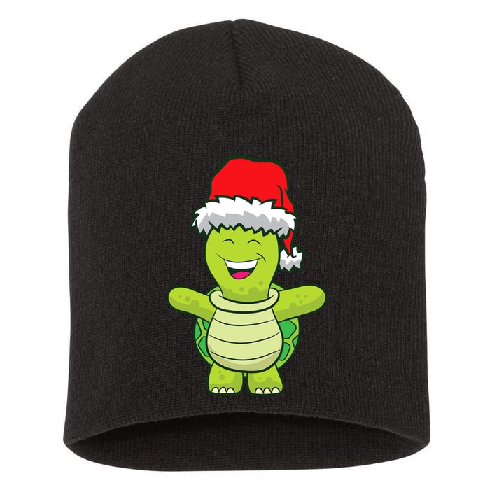 Turtle With Santa Hat Cute Turtle Christmas Short Acrylic Beanie