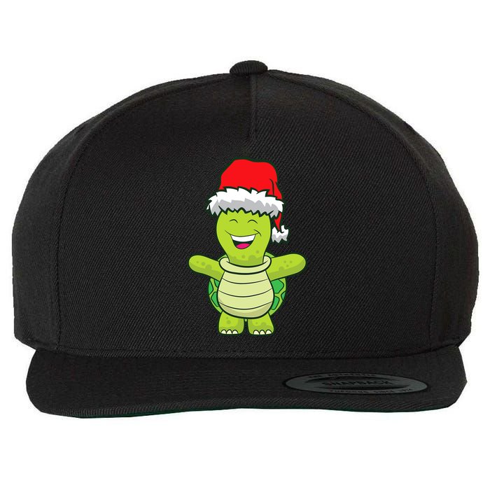 Turtle With Santa Hat Cute Turtle Christmas Wool Snapback Cap