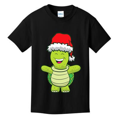 Turtle With Santa Hat Cute Turtle Christmas Kids T-Shirt