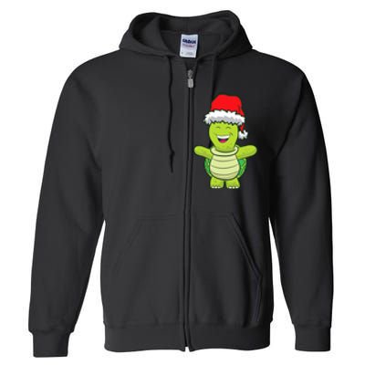 Turtle With Santa Hat Cute Turtle Christmas Full Zip Hoodie