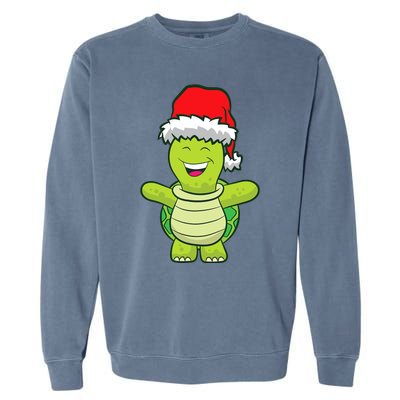 Turtle With Santa Hat Cute Turtle Christmas Garment-Dyed Sweatshirt