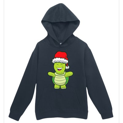 Turtle With Santa Hat Cute Turtle Christmas Urban Pullover Hoodie