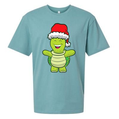 Turtle With Santa Hat Cute Turtle Christmas Sueded Cloud Jersey T-Shirt